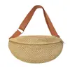 Riñonera tejida para vacaciones en la playa para mujer 2026 Nuevo estilo Bandolera casual de verano Versátil Chica de playa Bolso de pecho de paja
