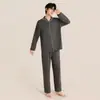 Cárdigan de punto para hombre con ribete de concha, pijama de manga larga, grosor medio, algodón puro, conjunto de ropa para el hogar, estilo casual de pareja, otoño invierno