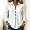 Moda Femenina Transfronteriza Europea y Americana Primavera y Otoño 2026 Nuevo Amazon Holgado Color Sólido Cuello Camisero Botones Fruncido Manga Larga Top