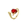 Anillo de Zircón Granate Zorro Nuevo Simple y de Moda Transfronterizo Súper Hada Versátil Elegante Ajustable Anillo Abierto