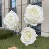 Flor Artificial Rosa de Núcleo de Espuma Recubierta de 3 Cabezas Boda Decoración del Hogar Rosa Falsa Venta al por Mayor