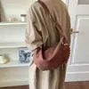 Bolsa vintage de camurça grande capacidade para mulheres, nova tendência 2026 moda coreana nicho bolsa de ombro, bolsa transversal sela
