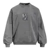 Sudadera de manga larga con cuello redondo y estampado creativo de rompecabezas, estilo streetwear americano de corte holgado para hombre, adecuada para primavera y otoño