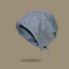 Gorro de lana de punto con cordón ajustable y punta cerrada para mujer, estilo japonés, para otoño e invierno, con aspecto de celebridad de Internet, gorro de lana de punto con cordón ajustable y circunferencia de cabeza grande