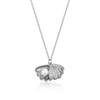 Elegante estilo de luxo leve colar de pérolas com concha incrustada de diamantes feminino moda pingente de concha em forma de leque de fada uma corrente de clavícula de concha