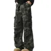 Pantalones de Grulla Camuflados de Bolsillo Múltiple Estilo Americano High Street para Hombre Primavera y Otoño Versátiles de Pierna Ancha Rectos Holgados Casuales