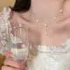 Collar de acero de titanio con colgante de gota de agua de circón brillante de moda para mujer, diseño único, exquisito accesorio de cadena para la clavícula