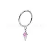 F136 Anel liso de liga de titânio brincos com pingente de losango de zircônia joias para piercing corporal de titânio g23 brincos para nariz studs
