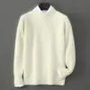 Suéter Jacquard de Lana Pura para Hombre, Nuevo Otoño e Invierno, Tejido Grueso, Jersey Casual de Manga Larga Holgada, Capa Base Cálida