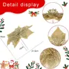Adereços de Decoração para Festa de Natal Decoração de Árvore de Natal Flores de Natal com Pó Dourado Decoração de Local para Feriado Flores Artificiais de Natal