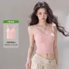 Camisola para mujer con almohadillas en el pecho, nuevo estilo de verano 2026, top tipo sujetador sexy de cuello en V ajustado para usar como prenda exterior