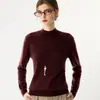 Capa base de punto de cachemira versátil para mujer, color liso de moda, nuevo estilo otoño/invierno, cuello semialto, engrosada y diseño simple
