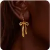 Brincos Amazon Style com Laço Dourado, Brincos Pendentes Versáteis e Elegantes, Acessórios de Verão para Presente para Mulheres