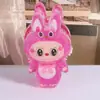 Labubu de Dibujos Animados Bubble Mart Resina Transparente con Lentejuelas DIY Cadena para Teléfono Móvil Llavero Cadena para Bolsos Accesorios de Joyería