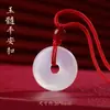 Colgante de Ágata de Hielo Blanco de Calcedonia Natural de Alta Calidad con Diseños de Guanyin, Buda, Hojas, Peces Dorados, Pixiu, Calabaza y Candado de Paz Adornos de Jade