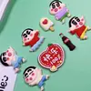 Crayón Shin-Chan Estéreo Dibujo Animado Bailando Imitación Resina Accesorios para Joyería DIY Parche Decorativo de Pegamento de Crema de PVC para Funda de Teléfono Móvil