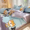Polka Dot Pastoral Económico Dormitorio Viaje de Negocios Hogar Juego de Sábanas de Cama de Cuatro Piezas Funda Nórdica Pieza Individual Cama Individual Juego de Tres Piezas