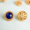 Acessórios Redondos Vazados com Incrustação DIY para Miçangas Artesanais com Furo Passante Prontos Contas de Jade Lápis-lazúli Ágata Vermelha do Sul