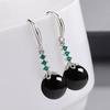 Pendientes de ágata verde azul y blanca natural de plata esterlina S925 para mujer, pendientes largos de calcedonia roja con circonita verde y gemas amarillas, adornos de gancho para la oreja.