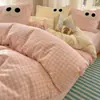 Juego de Cama de Algodón Lavado de Cuatro Piezas para Todas las Estaciones, Funda de Edredón para Dormitorio de Estudiante, Juego de Cama Individual de Tres Piezas
