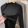 Camiseta Térmica de Cuello Alto Medio para Mujer 2026 Nueva Primavera, Otoño e Invierno Top Cálido de Cachemir Ajustado Camiseta de Manga Larga de Cuello Alto Medio para Mujer