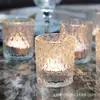 Em estoque transparente em forma de diamante castiçal para vela de chá padrão gravado copo de vela listras verticais castiçal de desejos pote Copo de oração de diamante