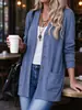 Cárdigan Abrigo de Punto para Mujer con Cuello en V, Botones al Frente, Mangas Largas, Bolsillos, Casual, Holgado, de Longitud Media