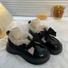 Zapatos de Cuero Pequeños con Suela Gruesa, Estilo Bizcocho, Lazo, Forro de Felpa para Mujer 2026 Nuevos Mocasines Otoño/Invierno, Zapatos de Algodón Cálidos y Cómodos, Modernos