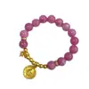 Pulseira de Contas de Ágata com Padrão Vermelho do Deus da Fortuna em Estilo Chinês Novo Banho de Ouro Feita à Mão Nixin para Mulheres, Rosa, Realça a Pele Clara, DIY de Alto Padrão