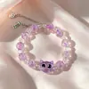 Pulsera de Cuentas Cristalizadas Agrietadas de Gato de Dibujos Animados Dulce de Hada Súper Joyería Versátil de Nicho para Mujer Pulsera de Cuentas Glaseadas Venta al por Mayor