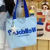 Nova Sacola de Compras Transfronteiriça Bolsa Tote de Lona Grande Capacidade Bolsa Feminina Estampa de Letras Bolsa de Ombro Único Bolsa de Mão para o Trabalho