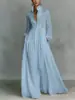 Vestido de Manga Larga Plisado Adelgazante con Ceñidor a la Cintura Estilo Francés 2026 Transfronterizo Europeo y Americano, Elegante y Vintage Estilo Casual de Vacaciones