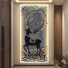 Decoração de Hall de Entrada de Luxo Leve Iluminação LED Corredor Corredor Atmosférico de Ponta Pintura Suspensa Sala de Estar Parede Vertical Parede