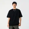 Camiseta customizada/custom com textura, irregularmente desgastada, de manga curta para homens, tendência de verão, caimento solto, meia manga