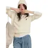 Cárdigan de punto con cuello redondo, nuevo estilo otoño e invierno, holgado, simple, estilo para ir al trabajo, bordado de conejito pequeño, capa exterior de color liso, dulce y fresco