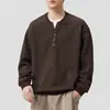 Sudadera de Dos Piezas Falsas con Cuello Henley para Hombre, Manga Larga, Holgada, Versátil, Estilo Lujo Ligero Old Money, Otoño 2026