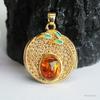 Colgante de Ámbar Natural Guan Yu Flor de Ámbar Nudo de Bambú Collar Joyería Vintage Fábrica Venta al por Mayor Dropshipping S4050906L