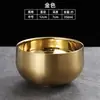 Cuenco de arroz vintage de acero inoxidable 304, cuenco infantil de doble capa color dorado anti-quemaduras, cuenco de sopa para restaurante, cuenco de cocina con acabado envejecido, cuenco para comer