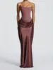 2026 Novo Vestido Bodycon Sexy Liso de Cor Única Estilo High Street Socialite Europeu e Americano Cruzado Sem Alças Costas Nuas Slim Fit Elegante