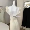 Shisanxing~Vestido Largo de Lunares 2026 Verano Nuevo Estilo Volantes Cuello en V Diseño de Corbata Vestido Adelgazante