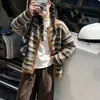 Roupa de outono para meninas 2026 nova coleção: conjunto de três peças com cardigã de tricô listrado color block retrô estiloso e calça casual