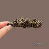 Presilha Banana Plissada Estampa Leopardo Bolinhas Retro com Toque de Luxo, Presilha Vertical Torcida para a Nuca para Mostrar Volume do Cabelo, Presilha Horizontal para Cabelo
