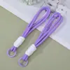 Cordão de celular em macaron de duas camadas color block com corda trançada na cor dopamina, acessório para chave e celular, pulseira de pulso anti-perda