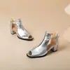 Novas Sandálias Peep-Toe Estilo Britânico com Fivela, Botas Curtas de Cano Curto, Sapatos de Salto Médio Robusto, Tamanhos 32-48, Sapatos de Comércio Exterior Amazon