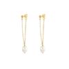 Brincos de Pérola de Água Doce Estilo Japonês-Coreano Brincos de Luxo Leve INS Brincos de Luxo Tassel Nicho Brincos de Corrente de Alta Classe para Mulheres