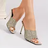 Nuevas Chanclas de Moda de Verano para Mujer, Tacones Altos, Sandalias Gretel, Tacones de Aguja con Lentejuelas, Tacones Altos, Sandalias para Mujer