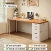 Mesa para duas pessoas com estante, mesa de computador integrada para quarto, mesa longa de estudo para uso doméstico de estudante com gavetas