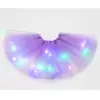Saia Tutu Infantil de Moda Exportação com Luzes, Saia de Tule de Comprimento Médio, Saia Bufante com Luz LED, Saia Infantil com Barra Larga