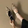 Sandalias Planas de Punta para Mujer, Estilo Nuevo de Verano 2025, Elegantes y Lujosas Sandalias con Tira de Leopardo, Punta Cerrada