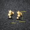 Pendientes Redondos de Acero Inoxidable Chapado en Oro de 18 Quilates de Lujo Accesibles Transfronterizos, Pendientes Pequeños Geométricos de Moda, Corazón Simple, Estrella, Luna